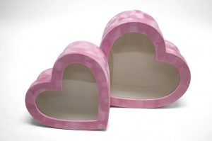 Set of 2 Velvet Heart Shape Flower Boxes