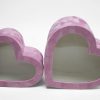 w7760-web Pink Velvet Set of 2 Heart Shape Flower Boxes