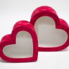 Red Velvet Set of 2 Heart Shape Flower Boxes