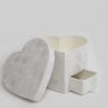 w7801 White Velvet Heart Shaped Box with Drawer w7801 White Velvet Heart Shaped Box with Drawer