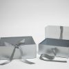 Silver Rectangular Flower Boxes With Clear Lid