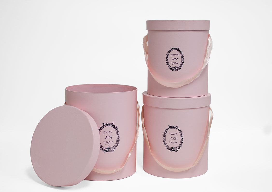 Pink Set of 3 Round Flower Boxes