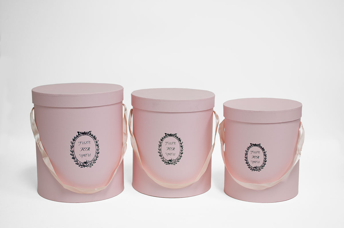 Pink Set of 3 Round Flower Boxes