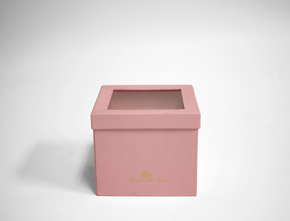 w9770-1web Pink Square Double Layer Flower Box With Window