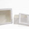 w7336 White Velvet Square Flower Box with Window Set of 2 w7336 White Velvet Square Flower Box with Window Set of 2