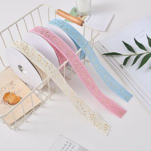 313190 Ribbons With Gold Stars 1inch x 30feet