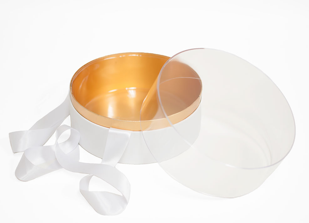 100337 White Acrylic Round Box