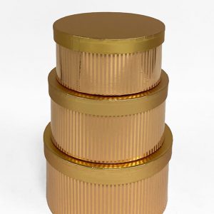 Gold Striped Round Flower Boxes set of 3 W6892