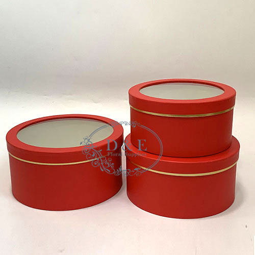 4 Color Options – Round Flower Boxes with Window Set of 3