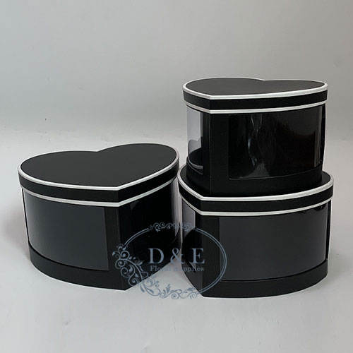 4 Color Options – Heart Shape Flower Boxes with Window Set of 3