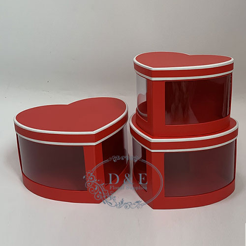 4 Color Options – Heart Shape Flower Boxes with Window Set of 3