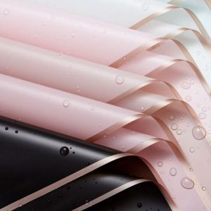Waterproof Plastic Jelly Flower Wrapping Papers with Rose Gold Border (20 pcs Per Bag)