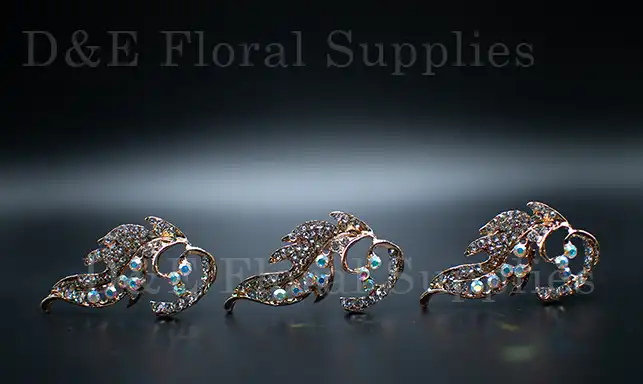 Crystal-Leaf-pack-of-3 Diamond Leaf Flower Brooch Pins