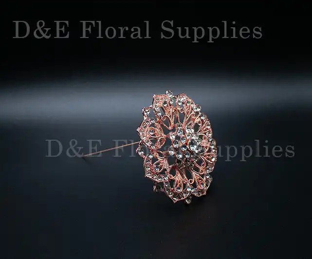 Rose Gold Diamond Flower Brooch Pins