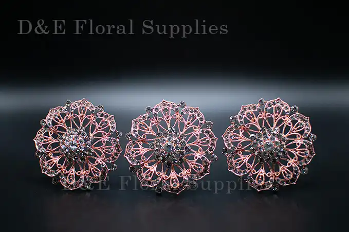 Rose Gold Diamond Flower Brooch Pins