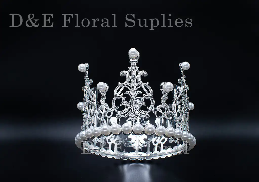 Silver Floral Pearl Crown