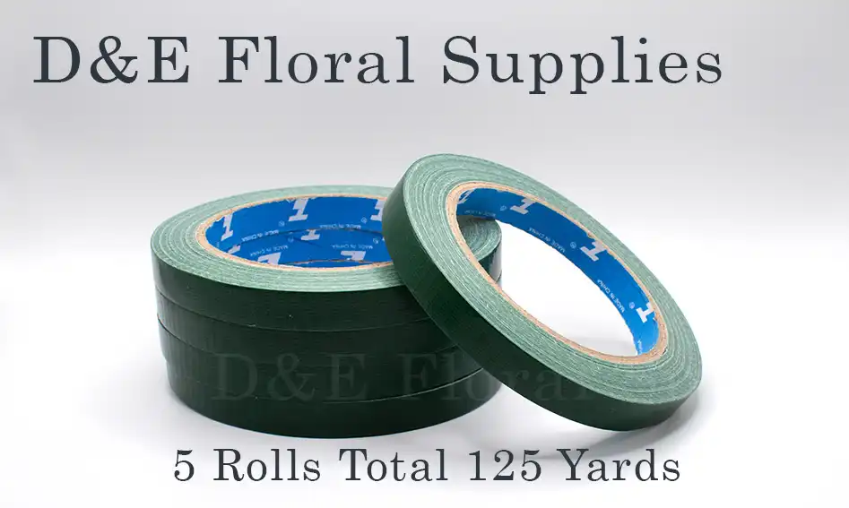 Pack of 5 0.5 Inch By 25 Yards Water Proof Floral Flower Tapes Total Of 125 Yards