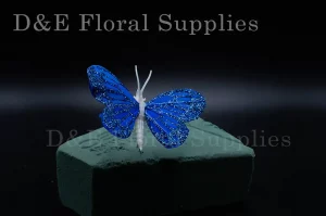 Small Glittered Royal Blue Floral Butterflies