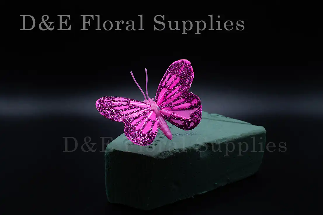 Butterfly-A6021-1-hot-pink-2-37 Small glittered Hot Pink Floral Butterflies