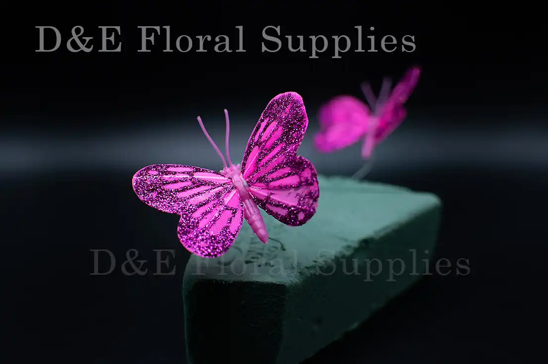 Butterfly-A6021-1-hot-pink-2-37a 2.37 Inches Pink Butterflies For Flower Arrangement Decoration Pack of 12