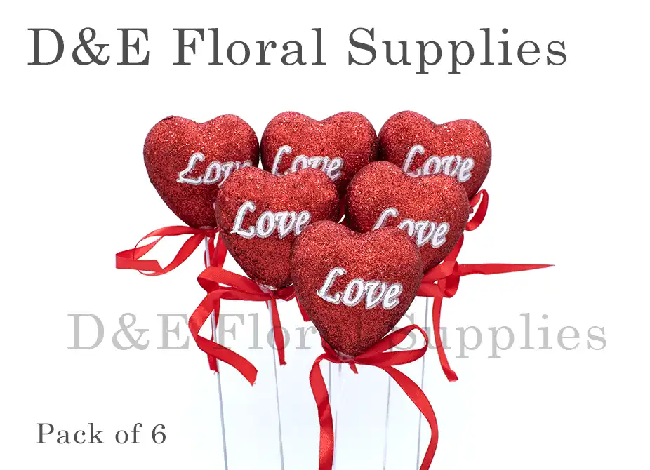 549-3 Red Heart Love Topper Picks Pack of 6 2.5 inches Solid Heart Topper Picks