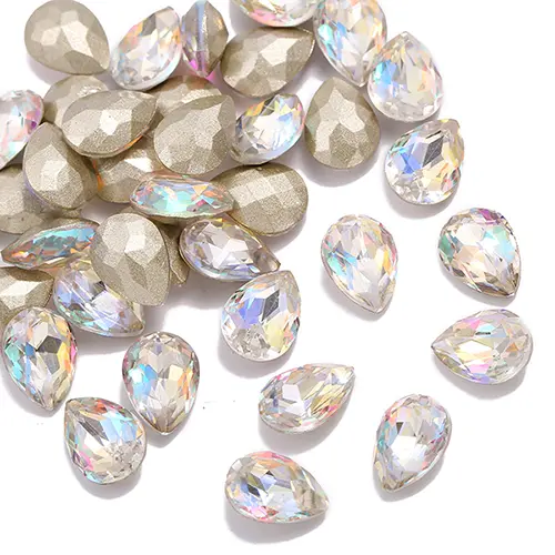 10mm x 14mm Blue Glass Crystal Rain Drop Floral Arrangement Decoration Pack of 50 pcs