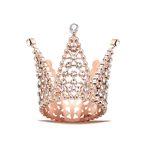 Mini 1.75 Inches By 1.3 Inches Crown With Crystals In Rose Gold Color