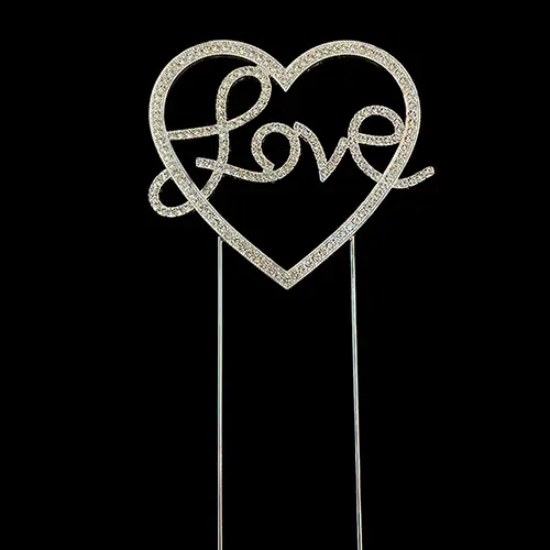 Crystal Rhinestones LOVE Metal Wedding Cake Topper