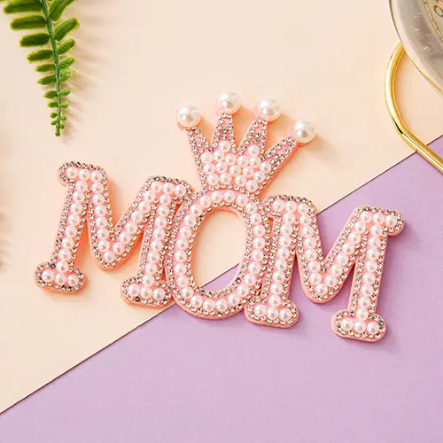 (Pack of 5) Pink 4.5″ x 3″ MOM Pearl For Mother’s Day Floral And Cake Decorations