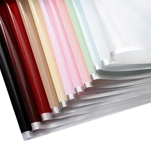 Silver Trim Waterproof Plastic Jelly Flower Wrapping Papers (Pack of 20pcs)