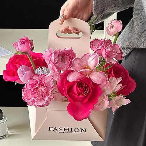 Pink Fashion Floral Hand Bags (Pack of 4pcs)