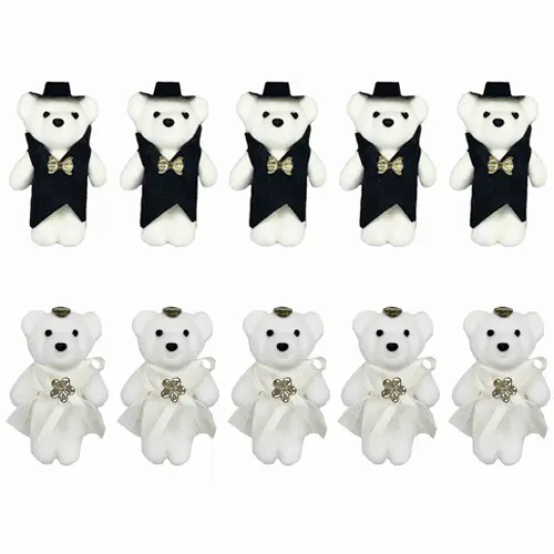 (Pack of 10) Black and White Mini Foam Bears For Floral Decoration