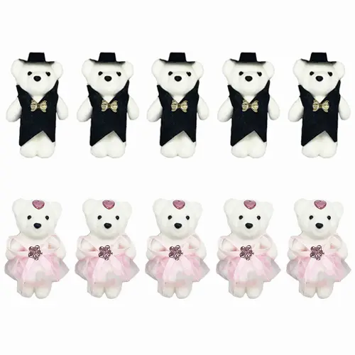 Black and Pink Mini Foam Bears For Floral Decoration Pack of 10