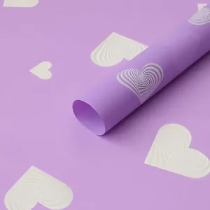 purple-and-white-heart-waterproof-flower-wrapping-paper