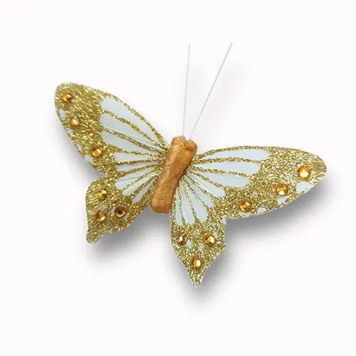 DEBF gold diamond copy Golden Decoration Butterflies with Glitter and Rhinestone