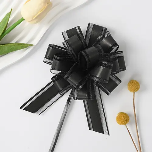 3.5 Inches Black Floral Pull Bow – D&E Floral Supplies