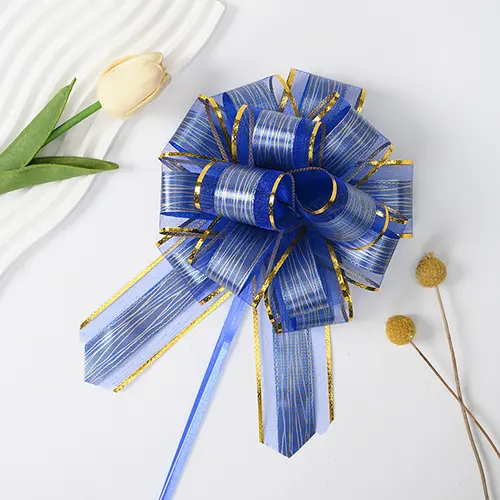 Gold Edge Pull Bow Ribbon Blue Gold Edge Pull Bow Ribbon Blue