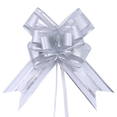 5.5 Inches Silver Ribbon Bow – 10 Pieces/Pack