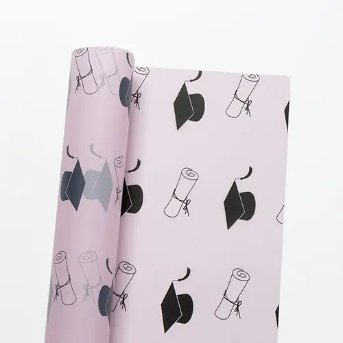 Pink Graduation Flower Wrapping Paper Pink Graduation Flower Wrapping Paper