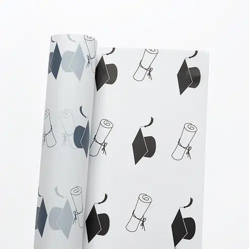 White Graduation Flower Wrapping Paper White Graduation Flower Wrapping Paper
