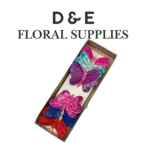 2.37 Inches Mix Butterflies Made With Feathers For Flower Arrangement Decoration Pack of 12 pcs