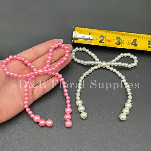 Pearl Bow Topper – Elegant Pink & White Decorative Floral Accessories