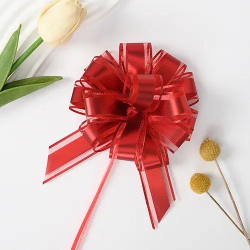 3.5 Inches Red Floral Pull Bow – D&E Floral Supplies