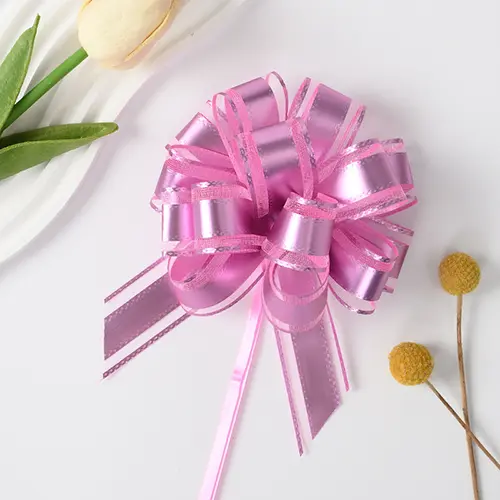 3.5 Inches Rose Gold Floral Pull Bow – D&E Floral Supplies