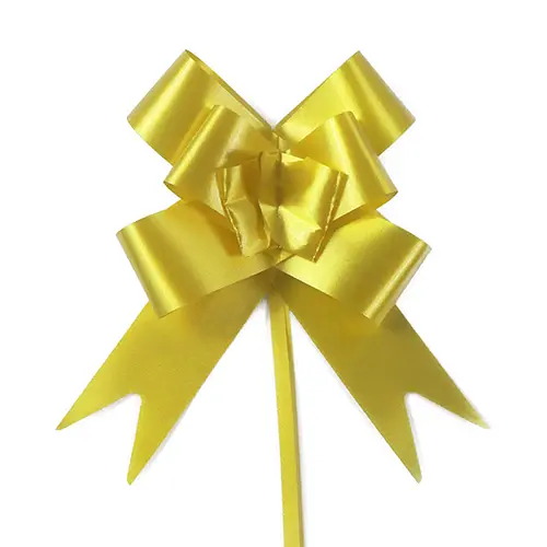Yellow Pull Bow – 3.5” Diameter | Florist Decoration