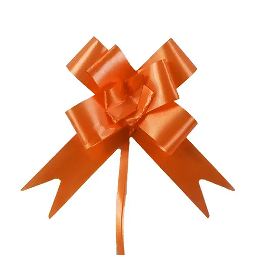Orange Pull Bow – 3.5” Diameter | Florist Decoration